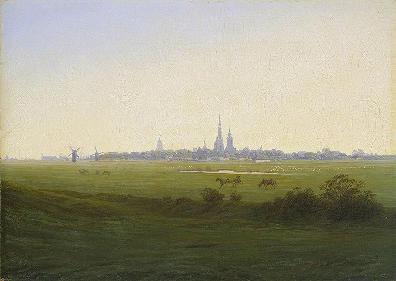 Caspar David Friedrich Wiesen bei Greifswald oil painting image